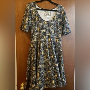 Effie’s Heart Black Cotton VIOLIN Rockabilly Music SWING DRESS Modcloth Sz L